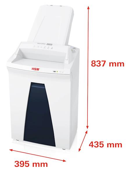 NISZCZARKA HSM SECURIO AF350 z podajnikiem kosz 35L , cięcie ścinki 1,9x15mm , wydajność do 350 arkuszy