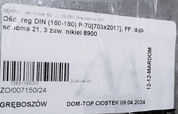 OŚCIEŻNICA REG. 160-180 70P DĄB SONOMA VIVENTO