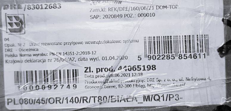 OŚCIEŻNICA REG. 140-160 80P BIAŁA MAT 8 cm