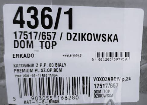 KĄTOWNIK Z PRZEDŁ. PIÓREM 80 BIAŁY PREMIUM 8 CM