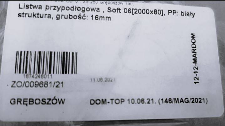 LISTWA MDF VIVENTO SOFT 06 BIAŁY STRUKT 2mb 8cm