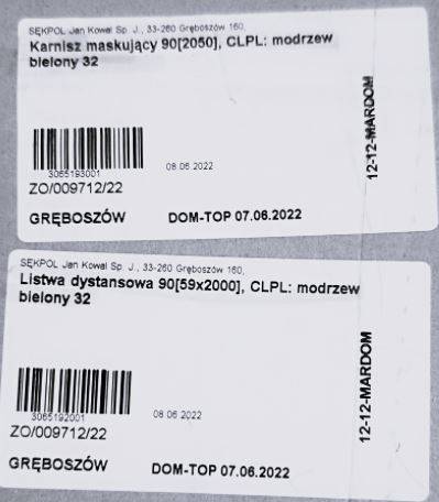 KARNISZ I LISTWA DYSTANS. DO SYST.PRZES MODRZEW BI