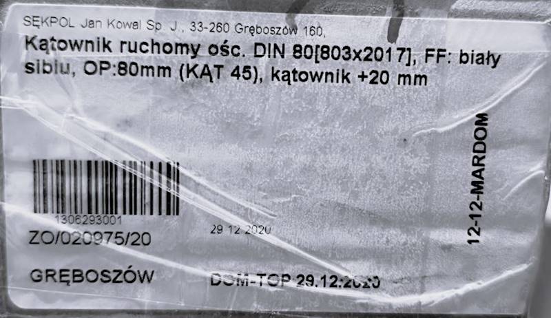 KĄTOWNIK Z PRZEDŁ. PIÓREM 80 BIAŁY SIBIU op. 8 cm