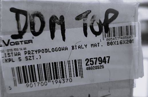 LISTWA MDF VOSTER 80X16X2050 mm BIAŁY MAT