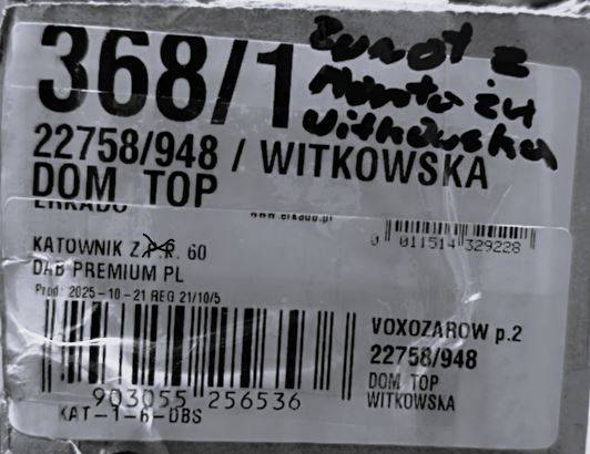 KĄTOWNIK 20 mm ERKADO 60 DĄB PREMIUM 6 cm