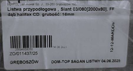 LISTWA MDF VIVENTO SLANT 03 DĄB HALIFAX 8cm 