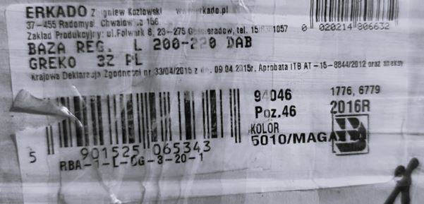 BAZA LEWA 200-220 DĄB GREKO 6/45