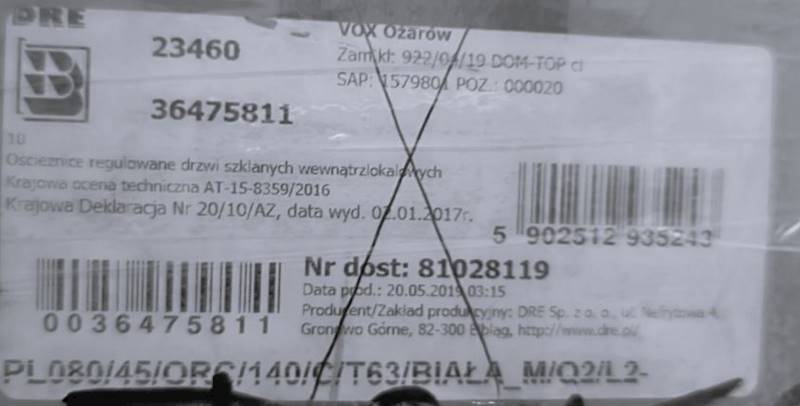 OŚCIEŻNICA REG. 140-160 80L BIAŁA MAT 6/45