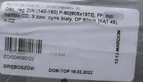 OŚCIEŻNICA REG. 140-160 80P DĄB HALIFAX 8cm