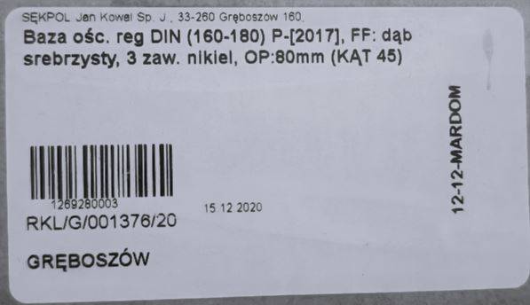 BAZA LEWA 160-180 DĄB GREKO 8/45