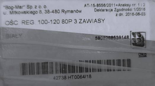 OŚCIEŻNICA REG. 100-120 80P BIAŁY BOG-MAR 6 cm