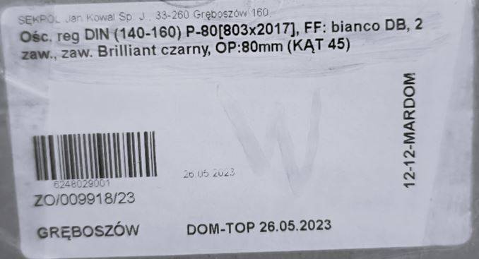 OŚCIEŻNICA REG. 140-160 80P BIANCO 8/45 BRILLIAT