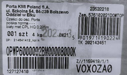 KĄTOWNIK Z PRZEDŁ. PIÓREM 80 BIAŁY MAT CPL HQ 0,2