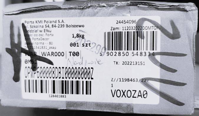 NADPROŻE KĄTOWNIKA PRZEDŁ. BIAŁY PORTADECOR 8/45