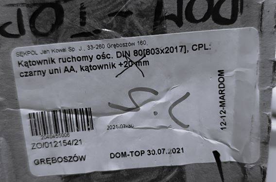 KĄTOWNIK 20 mm VIVENTO CZARNY UNI 6 cm