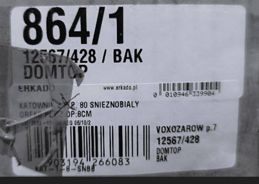 KĄTOWNIK 20 mm ERKADO ŚNIEŻNOBIAŁY GREKO 8/45