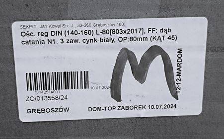 OŚCIEŻNICA REG. 140-160 80L DĄB CATANIA