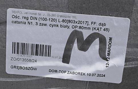 OŚCIEŻNICA REG. 100-120 80L DĄB CATANIA 8 cm