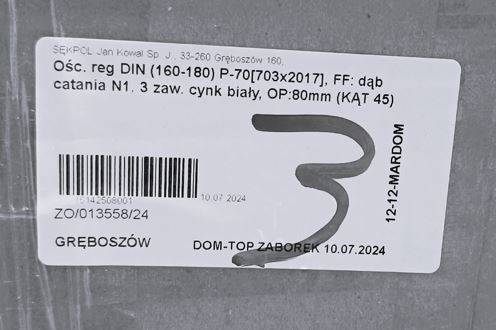 OŚCIEŻNICA REG. 160-180 70P DĄB CATANIA 8 cm