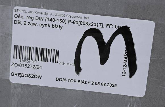 OŚCIEŻNICA REG. 140-160 80P BIANCO opaska 6 cm