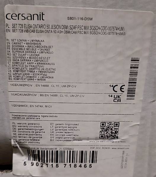 ZESTAW CERSANIT ELISA SZAFKA 50 JESION+U ONTARIO 