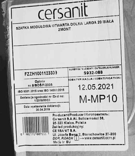 SZAFKA MODUŁ OTW DOL LARGA 20 BIAŁA FSC MIX