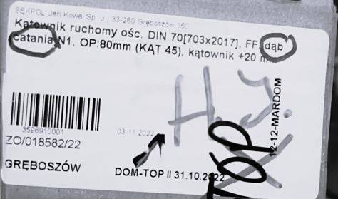 KĄTOWNIK Z PRZEDŁ. PIÓREM 70 DĄB CATANIA opask 8cm
