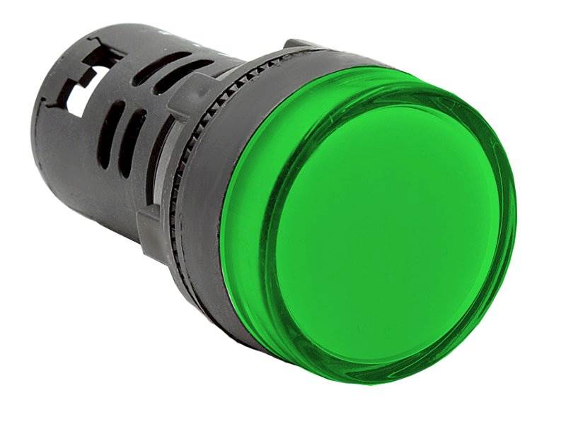 Kontrolka LED 28mm plastik 12V zielona