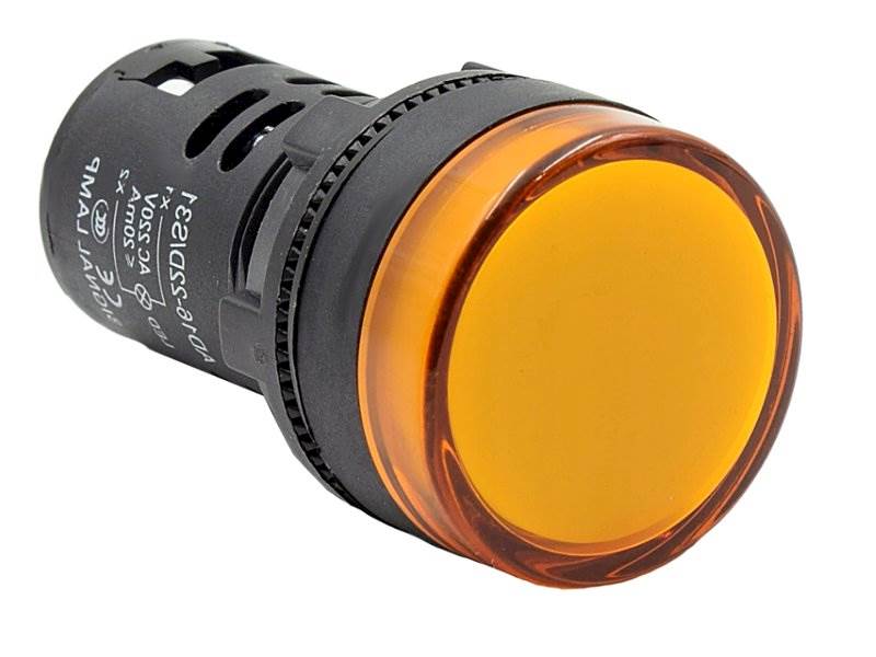 Kontrolka LED 28mm plastik 230V pomarańczowa