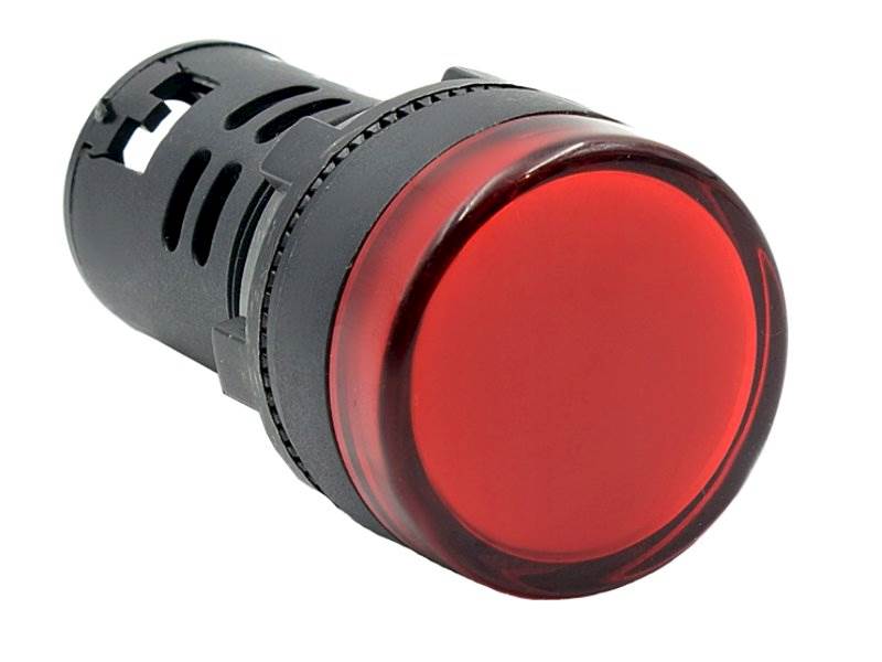 Kontrolka LED 28mm plastik 230V czerwona