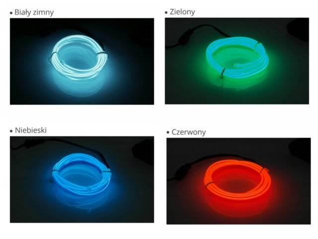 Światłowód EL WIRE Taśma Ambient LED 2m niebieski