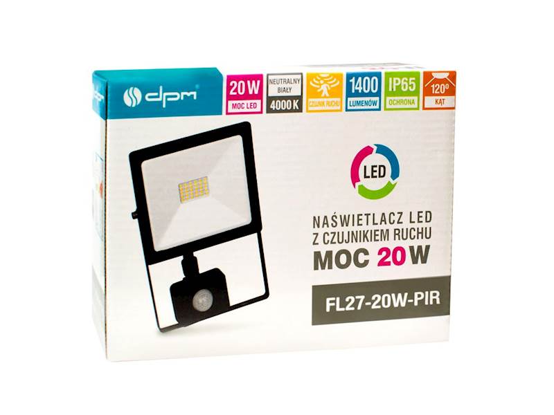 HALOGEN SLIM LED DPM 20W neutralny 4000K + PIR