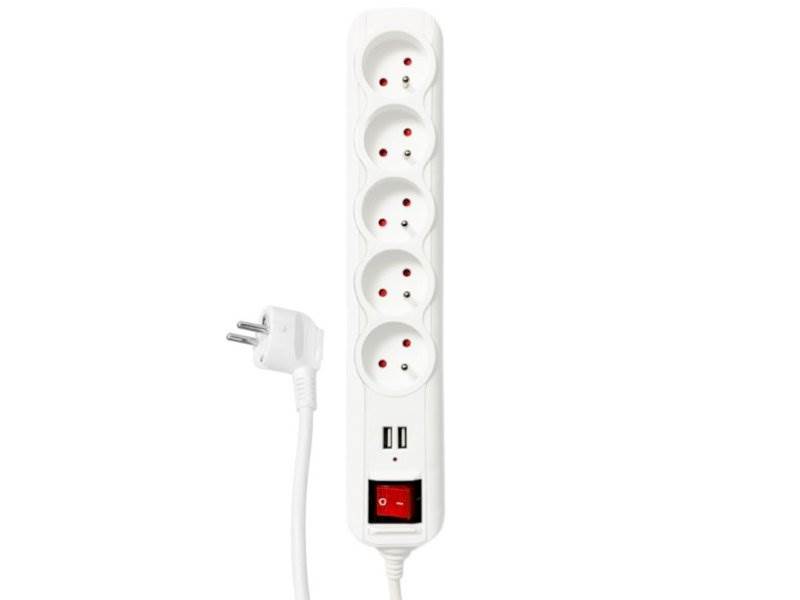 LISTWA ZASILAJĄCA 5 gniazd + 2x USB - 1,5m