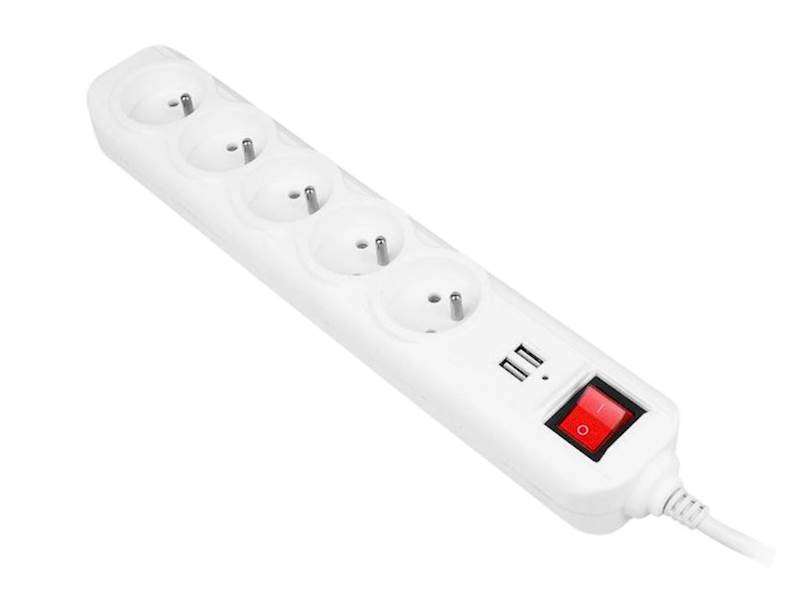 LISTWA ZASILAJĄCA 5 gniazd + 2x USB - 3m