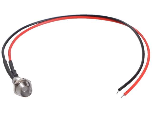 DIODA LED kontrolka 3mm 12V z przewodem CZERWONA