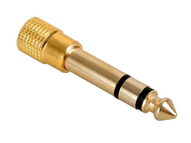 Przejściówka JACK 3,5 gniazdo - JACK 6,3 wtyk GOLD