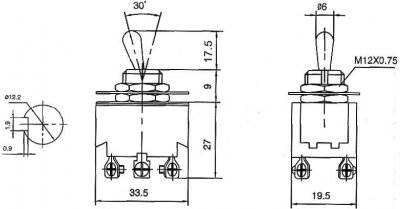 Przełącznik dźwigniowy TS-603 ON-OFF-ON