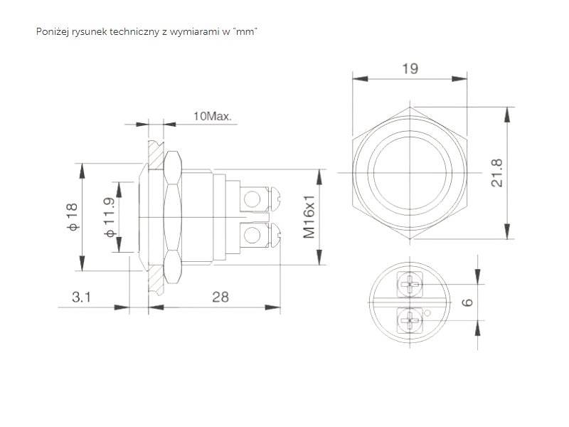 PRZEŁĄCZNIK WANDALOODPORNY bistabilny 2A/250V