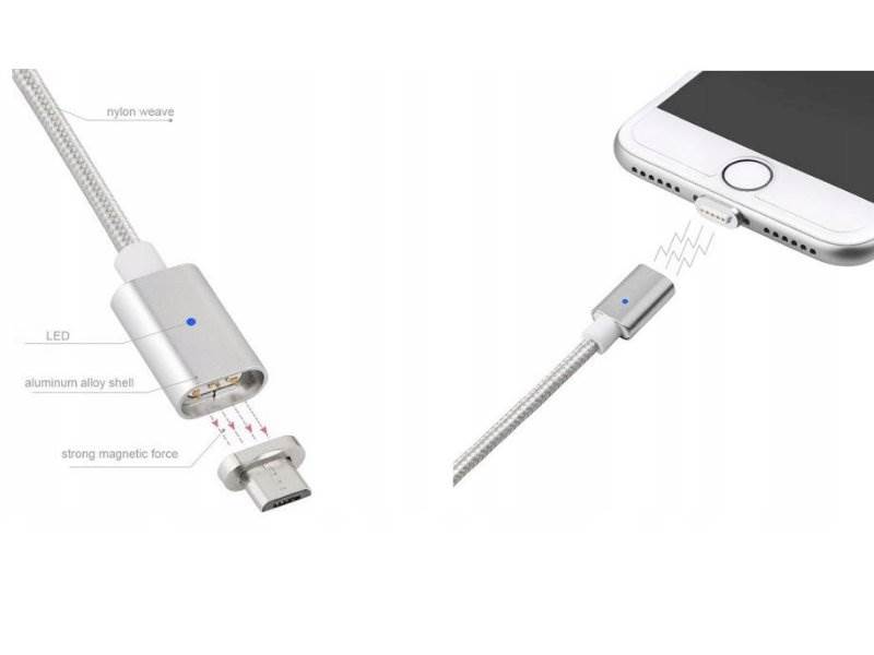 Kabel USB magnetyczny z końcówkami 3w1 ZŁOTY