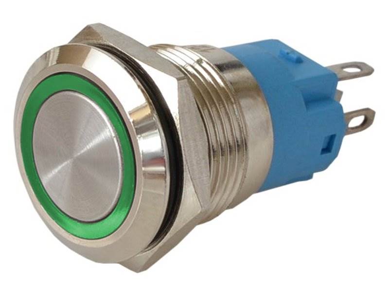 PRZYCISK WANDALOODPORNY LED CHWILOWY 22mm zielony