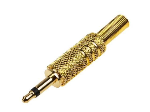 WTYK JACK 3,5mm MONO Gold montażowy na kabel