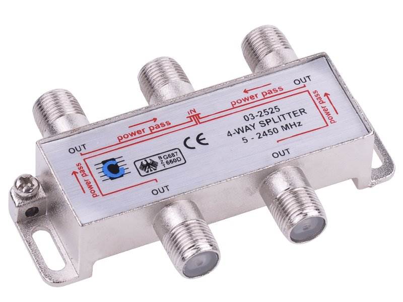 Rozgałęźnik antenowy Spliter power pass - 4 TV