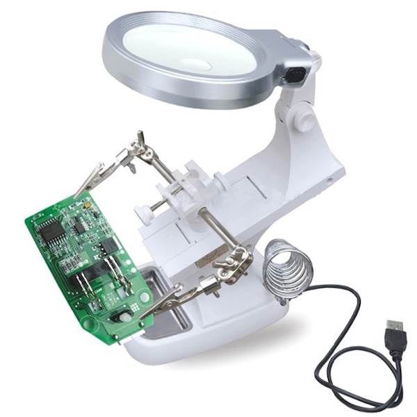 Trzecia ręka uchwyt lupa podświetlenie LED 3x/4,5x