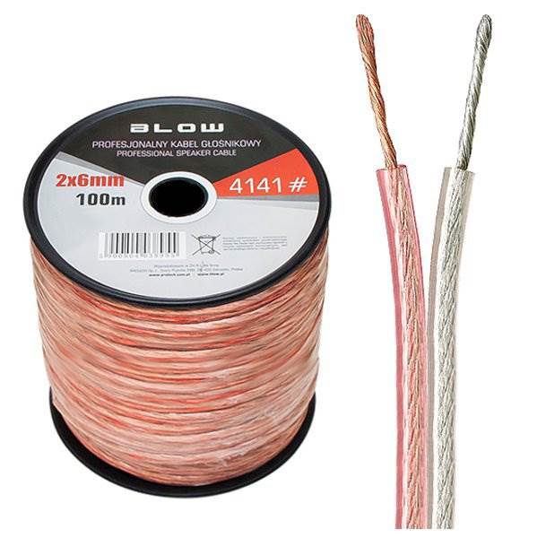 Kabel przewód głośnikowy CCA-OFC 2x 6,00mm -1m