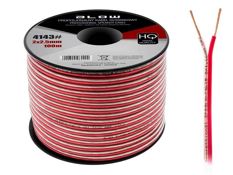 Kabel przewód głośnikowy CCA-OFC 2x 2,50mm -1m
