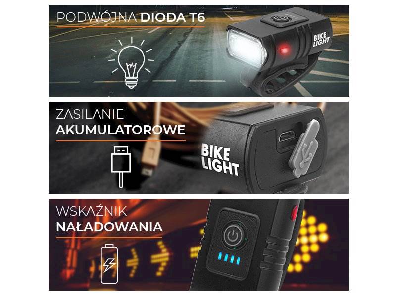 Latarka rowerowa przednia LTC 2x LED T6 10W 