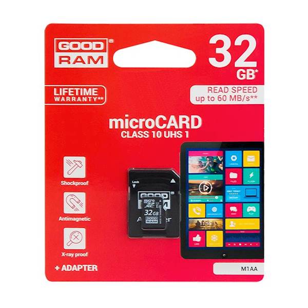 Karta micro SD HC 32GB + adapter GOODRAM CLASS 10