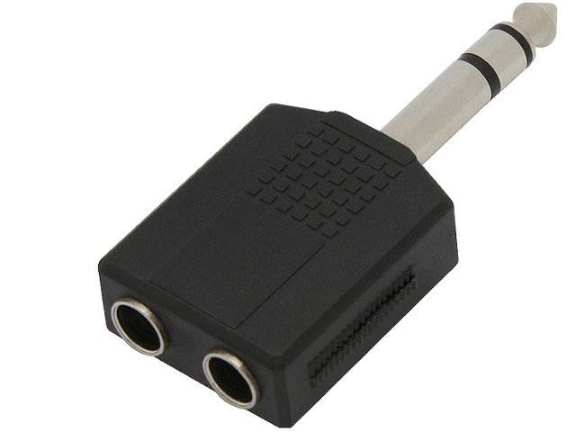 Adapter Jack 6,3mm wt. - 2x Jack 6,3mm gn. STEREO