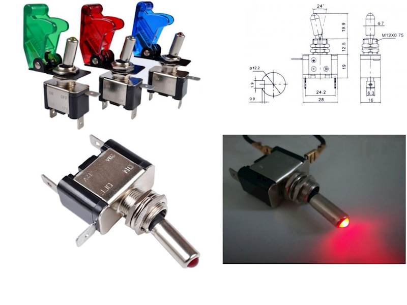 Przełącznik ASW-07D ON/OFF 12V/20A dioda CZERWONA