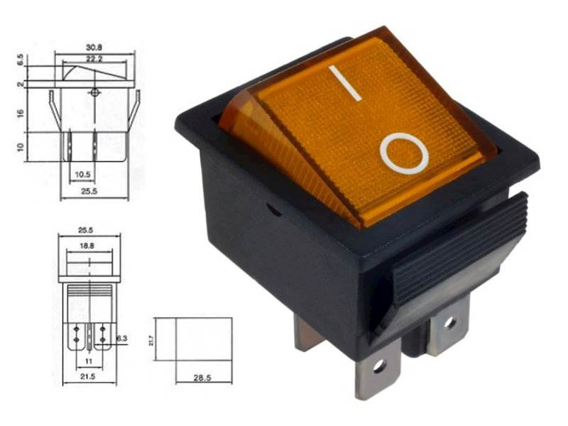 Przełącznik klawiszowy MK-521 DC żółty